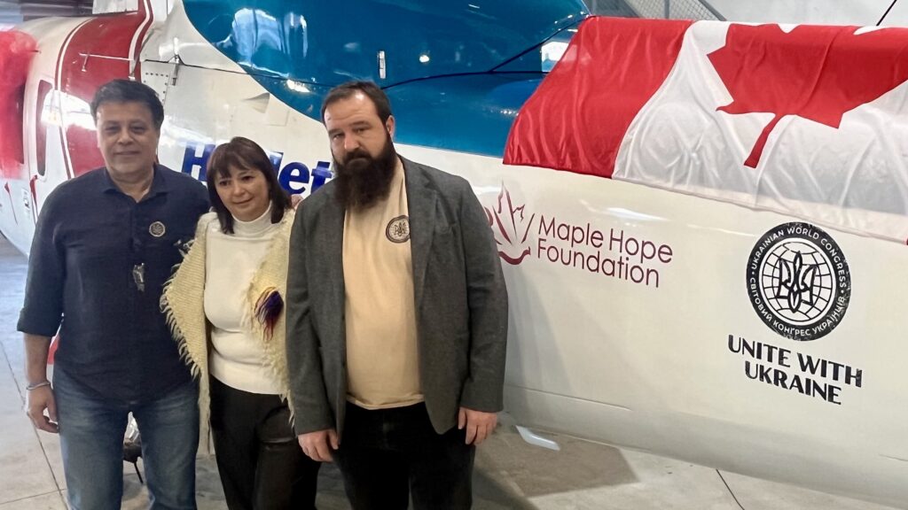 Danny Sitnam CEO Helijet _ Svitlana Kominko-Co-founder and CEO Maple Hope Foundation _ Andrew Potichnyj Director Unite With Ukraine